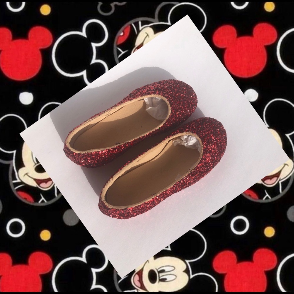 Kids Ruby Red Glitter Flats w/Red Shimmer Bottoms